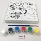 Fancy DIY Coloring Ecofriendly Children Canvas Kits Kids Educational Oil Painting Best Gift
