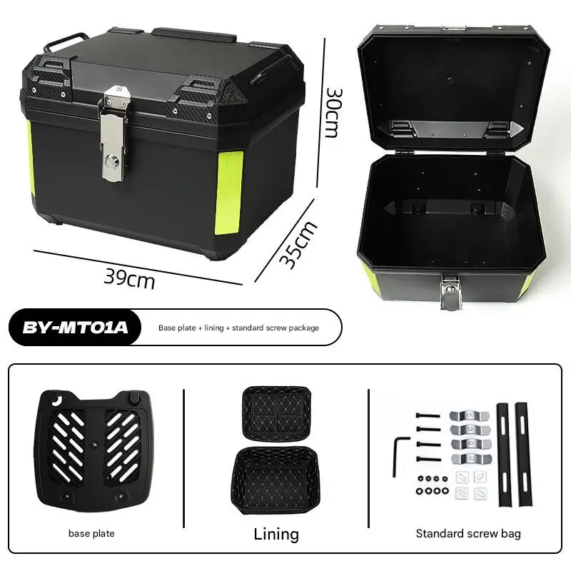 Motorcycle Tail Box Heavy Duty Universal Motorbike Tail Box  with Bracket Base Plate Waterproof Motorcycle Top Box