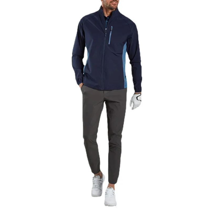 YIYI High Neck Breathable Slim Tennis Golf Coats Full Zipper With Pockets Workout Golf Jackets Men Quick Dry Golf Men Tops