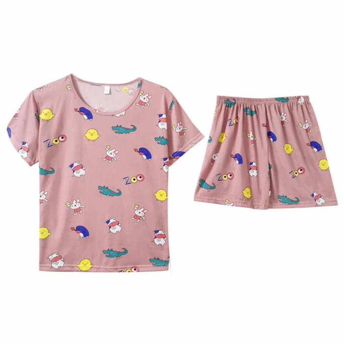 Venta Al Por Mayor 2 Piezas De Seda De Hielo Ropa De Dormir Conjunto Corto  De Terno Pijamas Para Mujeres - Buy Pijamas Para Mujeres,Vuelos De,Cuello  Redondo Pijamas Product on Alibaba.com