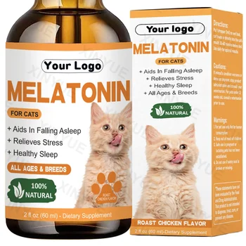 Pet Health Melatonin Drops Supplements for Cats,Supports Falling Asleep,Cat Calming, Cat Anxiety Relief, Stress Relief for Cats