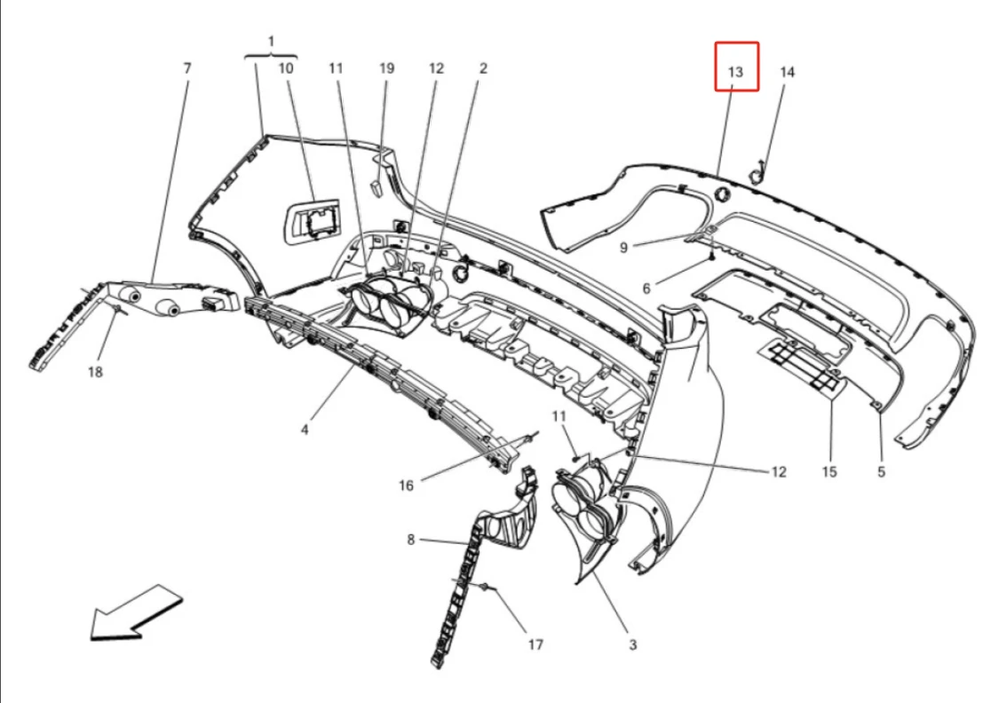 2025 Hot Sale PP Plastic Car Rear Bumper Lip For Maserati Levante 2017-2022 OE 670148153 670074903 manufacture