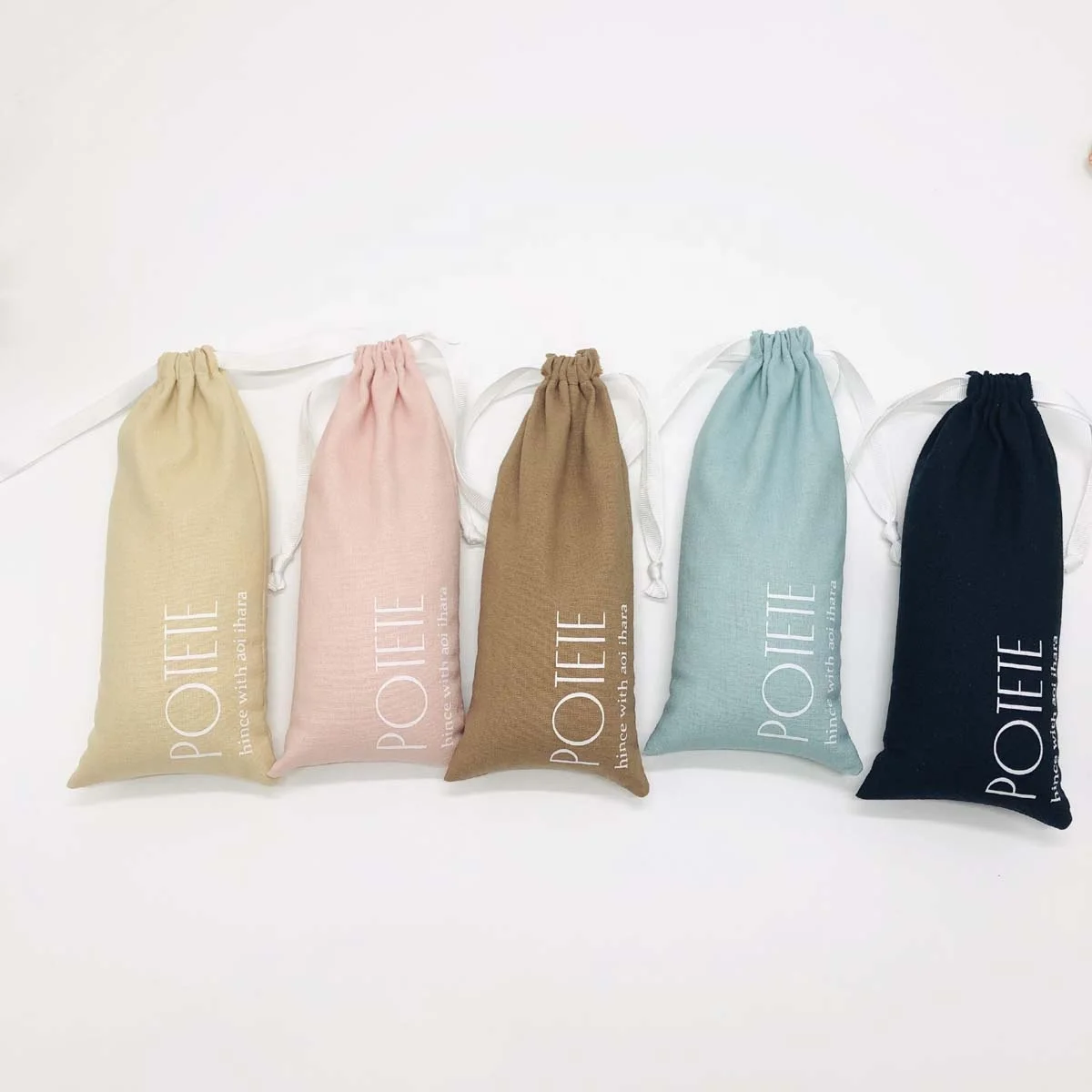 Colorful Cotton Linen Packaging Toothbrush Scissors Dust Bag Organic Muslin Gift Jewelry Cotton Drawstring Pouch