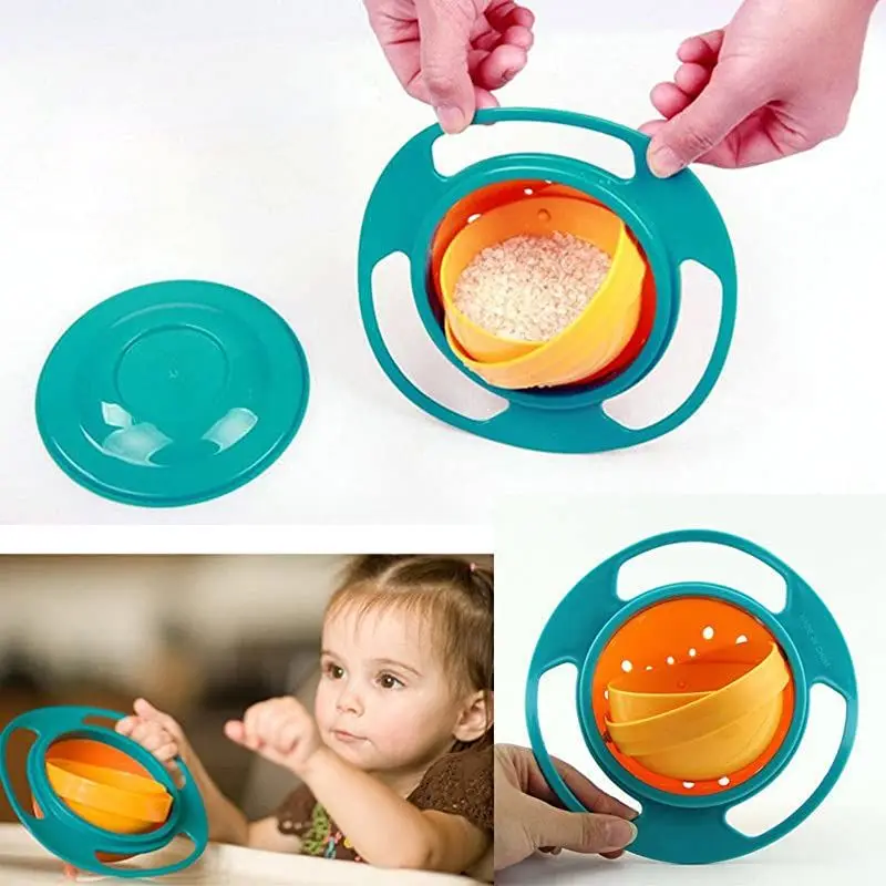 Practical and Cute Design Baby Universal Gyro Bowl 360 Degrees Rotate Balance Bowl for Children's Safety for Feeding