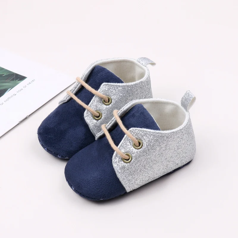 Fashional Bling Glitter PU Baby Dress Shoes for Boys Spring Season Sprint Autumn Lightweight Breathable Anti-Slip Design manufacture