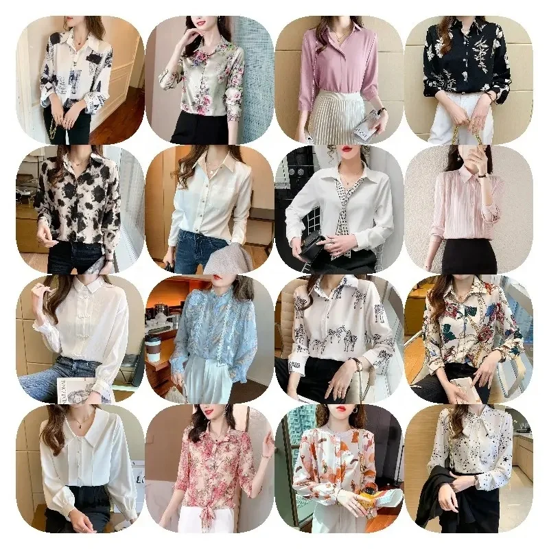 2024 office women's elegant printed shirts women's shirts casual long sleeved shirts wholesale