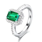 Sterling Silver 925 Ring Manufacturer Factory Wholesale Lab Grown Emerald Stone 925 Sterling Silver Engagement Ring