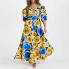 Long Dress Maxi 2022 Summer New Floral Printed Long Dress Cutout Plus Size Women Maxi Dress For Beach