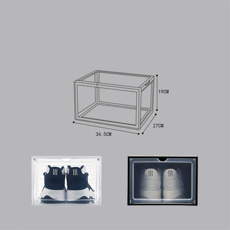 Household Organizing Clear Plastic Shoe Storage Box Dustproof Magnetic Front Door Stackable Shoe Box