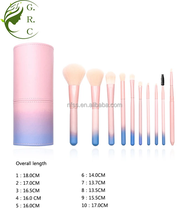 Pink Blue Green Color Bedazzled Beadable Mini Kabuki Make Up Brushes Kit On The Go Travel Makeup Brush Set With Holder Stand Box