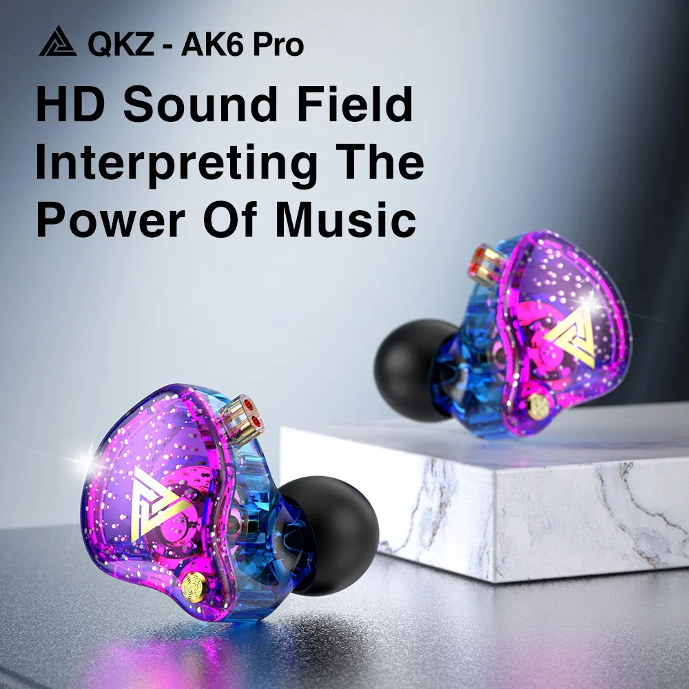 QKZ AK6 PRO Headphones HiFi Audiophile Heavy Bass In-Ear Wired Music Phone Calling Headset