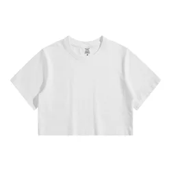 Wholesale Women Oversized T Shirt Plain Crop Top Cotton T Shirts Girl Woman Plain Copped T-shirt Blank Distressed Tshirt