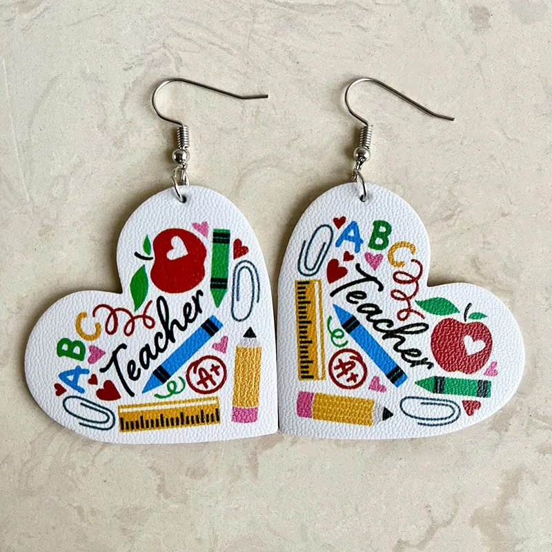 teacher leather earrings