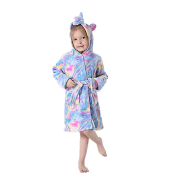Attractive Price Girls Unicorn Fleece Bathrobe Cartoon Kids Sleepwear