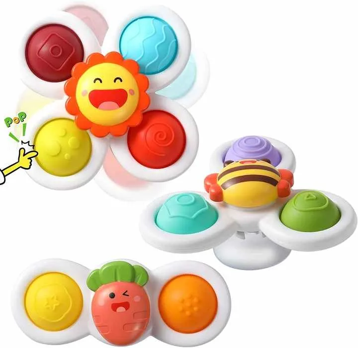 EPT Fidget Toy Suction Cup Spinner Bath Suction Spinner Baby Shower Toys Bath Silicone Suction Spinner Toy
