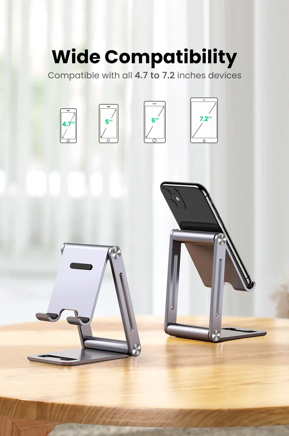 Ugreen Universal Phone Stand Aluminum Mount Dock Cell Phone Adjustable 