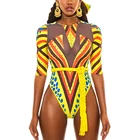 Brazilian Women Swimwear Julysand Wholesale Woman 1 Pice African Print Swimwear Woman Long Sleeve Brazilian Swimwear