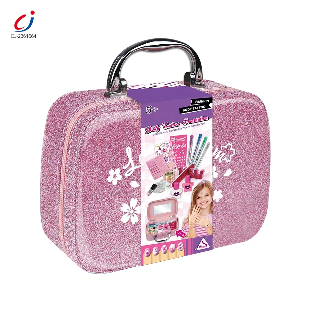 Chengji girl beauty toy children's pretend play dress up cosmetic toys girl makeup set toy kids makeup kit for kid with hand bag