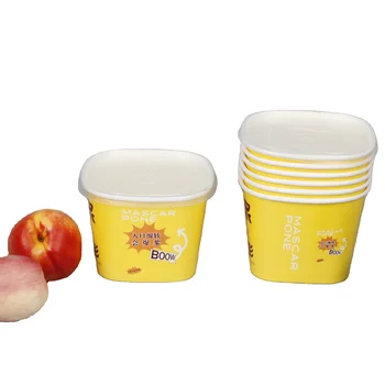 High quality customized disposable beverage square paper cup for hot drink with lid