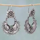 Turquoise Earrings Retro Flower Heart Turquoise Earrings S925 Silver Plated Silver Black Vintage Earrings