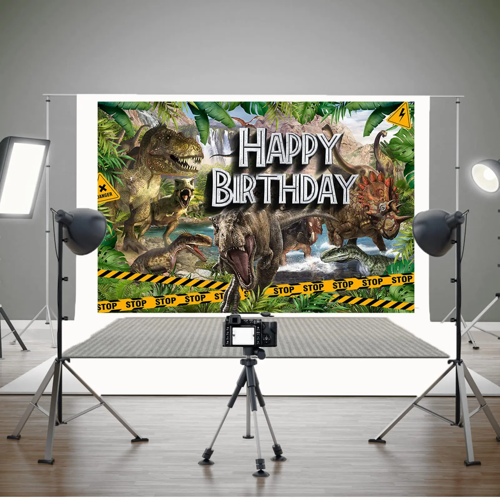 Happy Birthday Banner for Jungle Safari Theme Birthday Party Decorations Fabric Animal Zoo Theme Birthday Party Backdrop