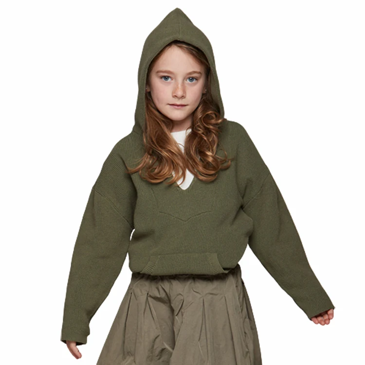 New fashion knitted customized girls kids hoodies sweatshirts hoodie custom hoodies children for Autumn and Winter