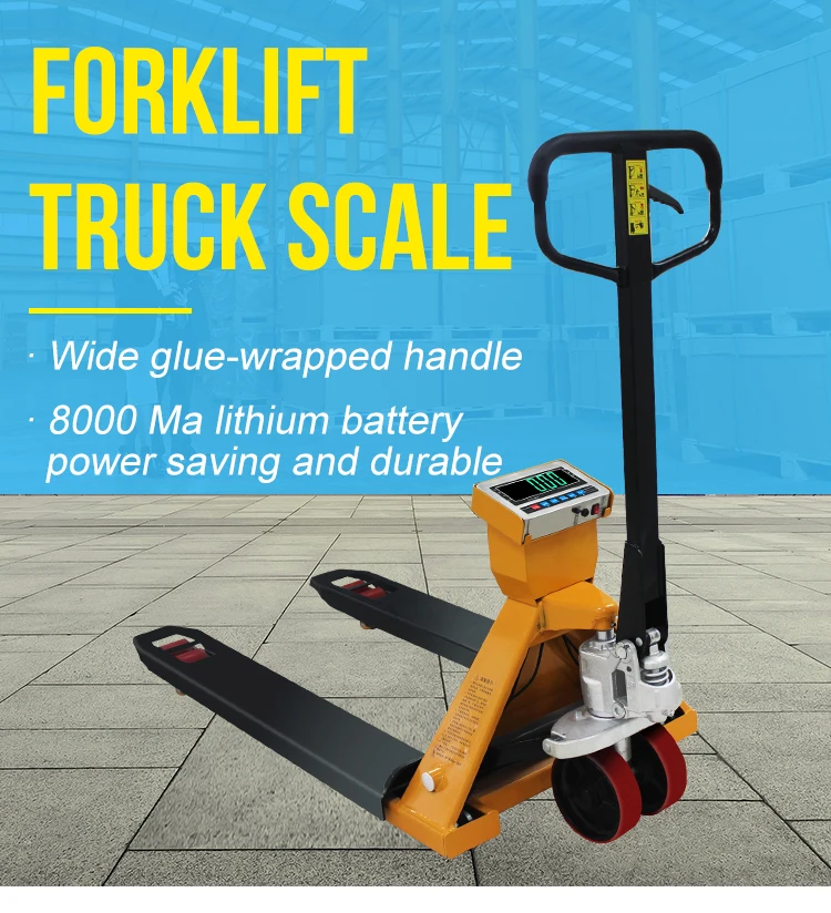 1 2 3 T Wide Fork Pallet Truck Scale Big Screen Display Nylon Wheel