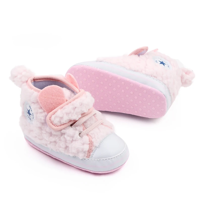 Autumn and winter new plush ear and tail decoration baby girls and boys warm toddler shoes factory