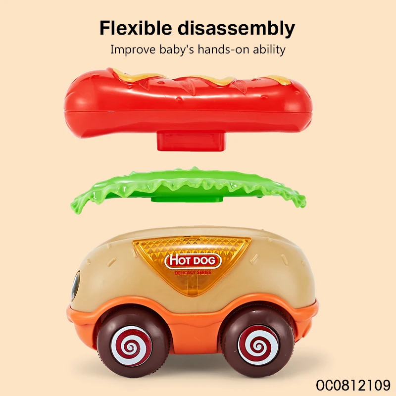 Pretend play educational assembly pullback hot dog car toys for children