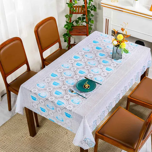 BOEN Eco-Friendly Modern Square PVC Vinyl Tablecloth Handmade Nonwoven PEVA & Polyester Fabric Banquets Dining Tables Decoration