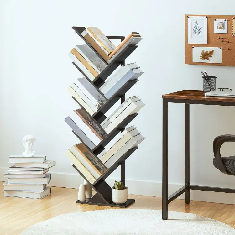 Wholesale Wood Tree Shaped Bookshelf Tree Branch Bookcase Wooden Free Standing Book Tree Shelf Book Case