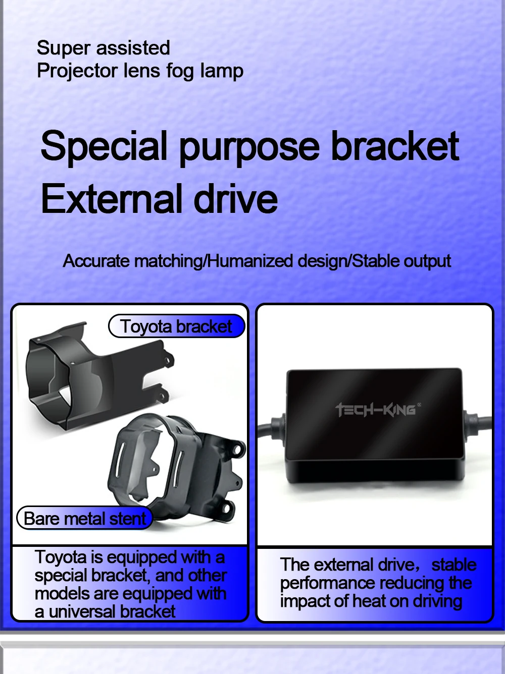 TECH-KING Car 3 inch universal Double beam 12V 3 color led fog/driving lights Retrofit and upgrade lamps led projector for car