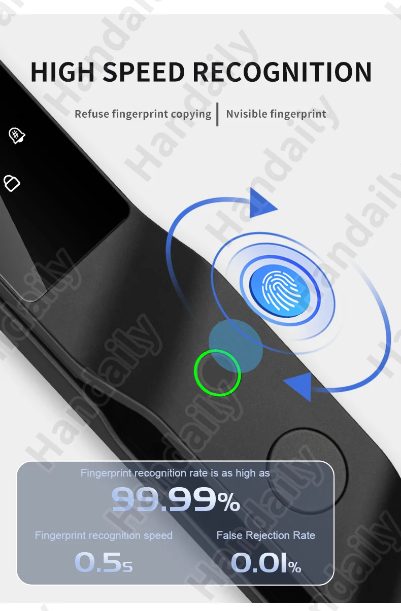 handaily palm vein tuya wifi door lock 3d biometric face id video monitoring intercom digital electronic locks for front door ddl9-6
