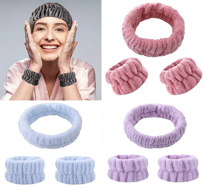 Customized Sets Face Towel Wash Skincare Flannel wristband Sponge Makeup Spa Headband