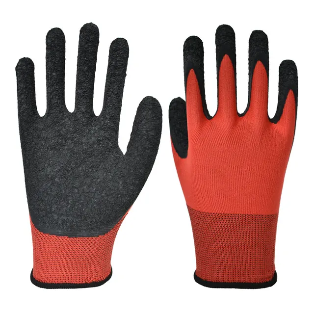 Industrial safety rubber safety work gloves for construction heavy duty working hand protective