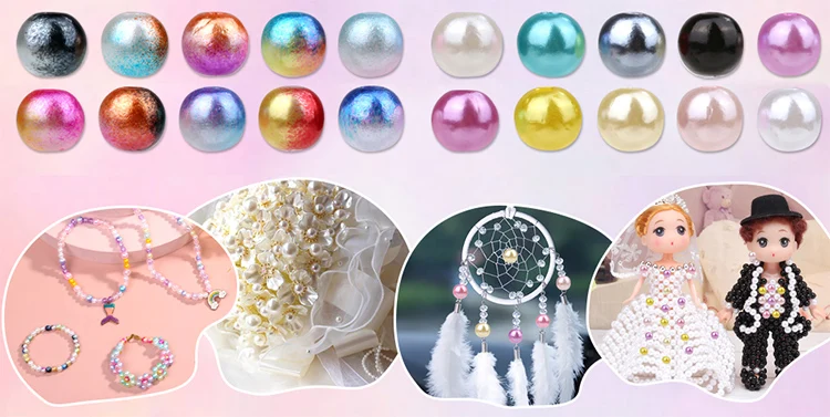 3 4 5 6 8 10 12mm 30 Colors Pearls Beads With Hole Loose Acrylic Beads