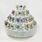 Druzy Ring Rings Natural Druzy Ring Gemstone Gold Plated Adjustable Ring Rhinestone Agate Druzy Ring