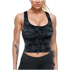 Women Zip Front Sports Bras Leggings Fitness Crop Tops Tank Gym Yoga Workout Shirts Printing