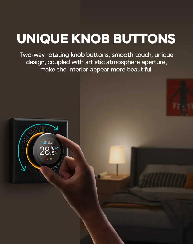 Modern 5A Smart TFT Knob WiFi Thermostat TUYA App Compatible with Alexa Google Assistant Seven Color Water Heating/Gas Boiler