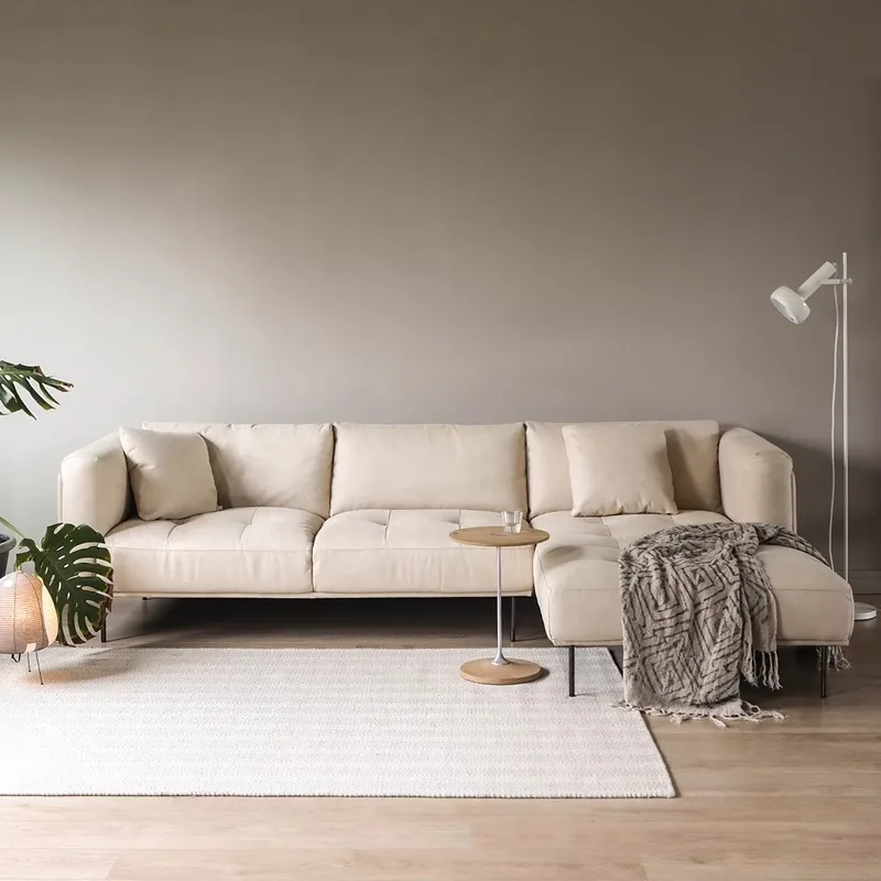 Italian Minimalist Fabric Sofa Modern Cream Style  living room sofa  set Straight Row Tofu Block Design for furniture sofa