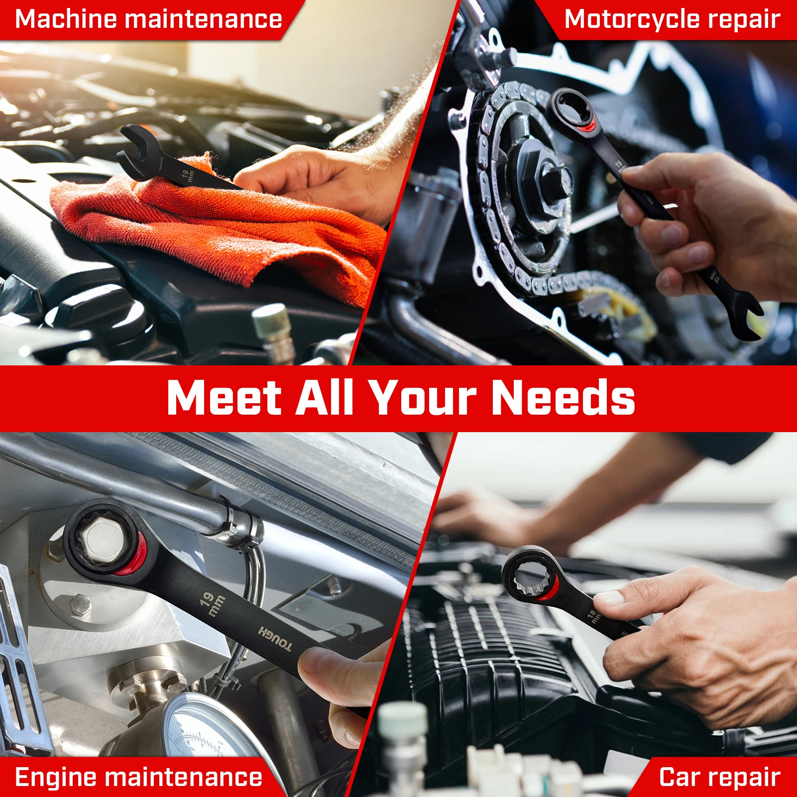 Combination Ratcheting Wrench Set: 12-Piece Metric 8-19mm CR-V Steel Tough Wax Canvas Storage Bag for Off-Road Tool Kits Hc14b556e638a48bb8d639f495ed6f9b0X