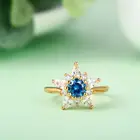 Gold Designer Rings For Women Gold Plated Five-pointed Star Jewelry Blue Spinel Rings For Women