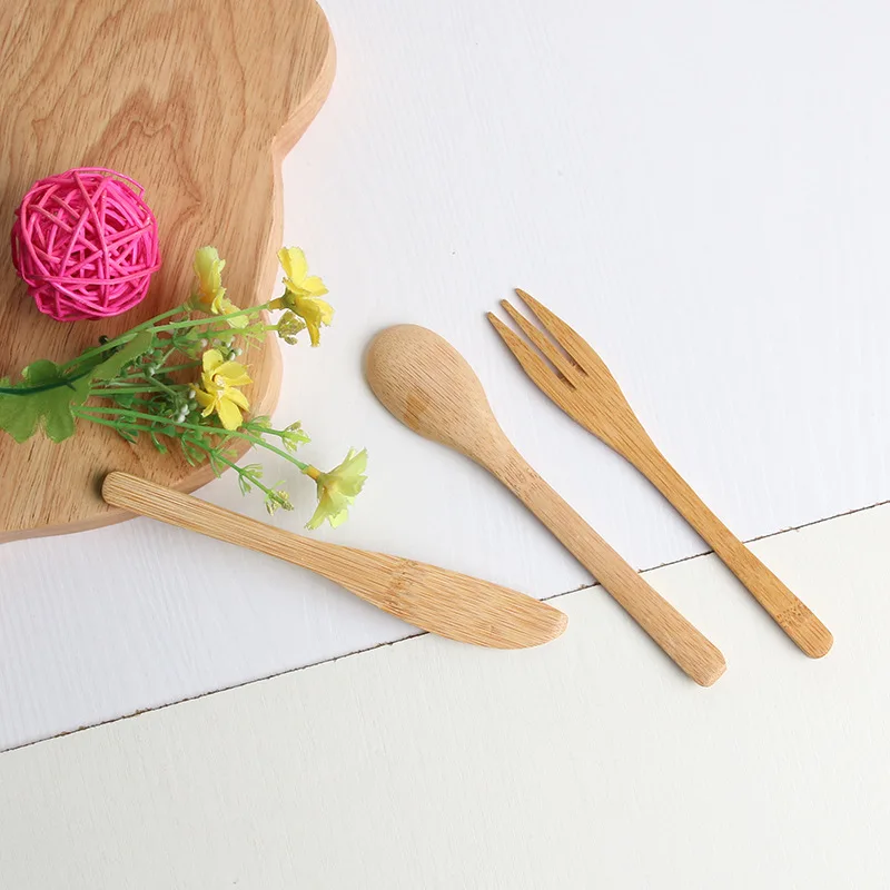 2019 Hot Sell Bamboo Reusable Cutlery for Outdoor Camping Pinnic School Lunch Pack