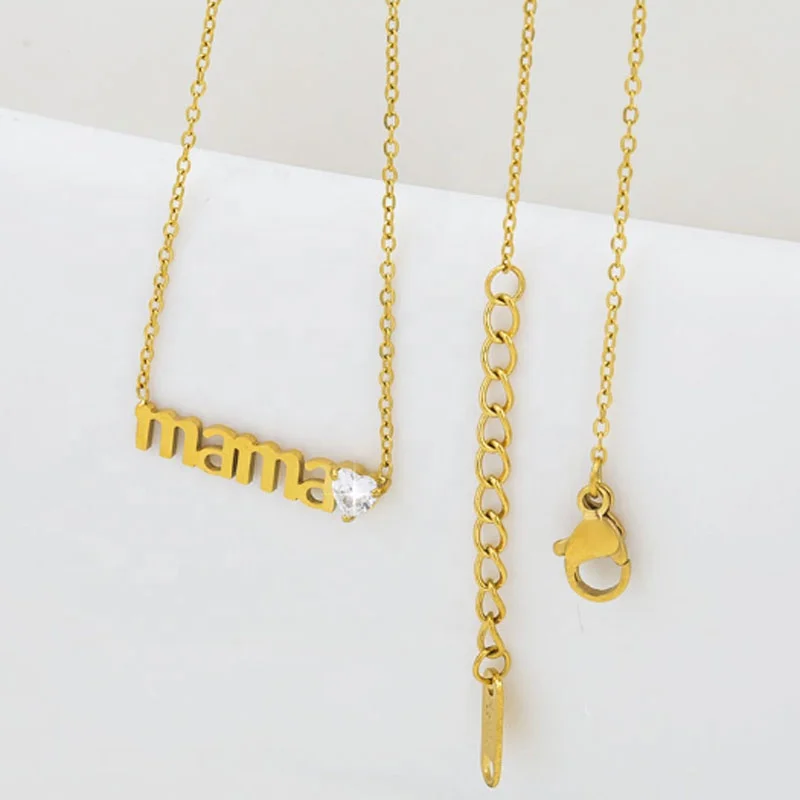 18K Gold Plated Mama Name Necklace Stainless Steel Fashion Jewelry Mother's Day Gift Mom Mum Mommy Charm Necklace