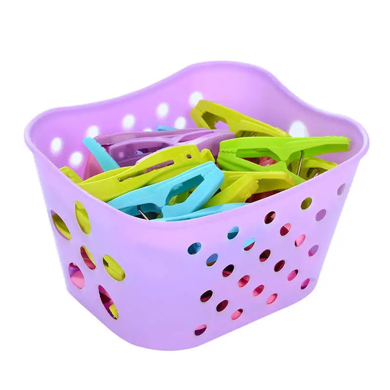 30pcs Plastic Clothes Pegs Laundry Clothespin Clothes Pins Storage Organizer Quilt Towel Clips Spring With Basket Cabides Hanger