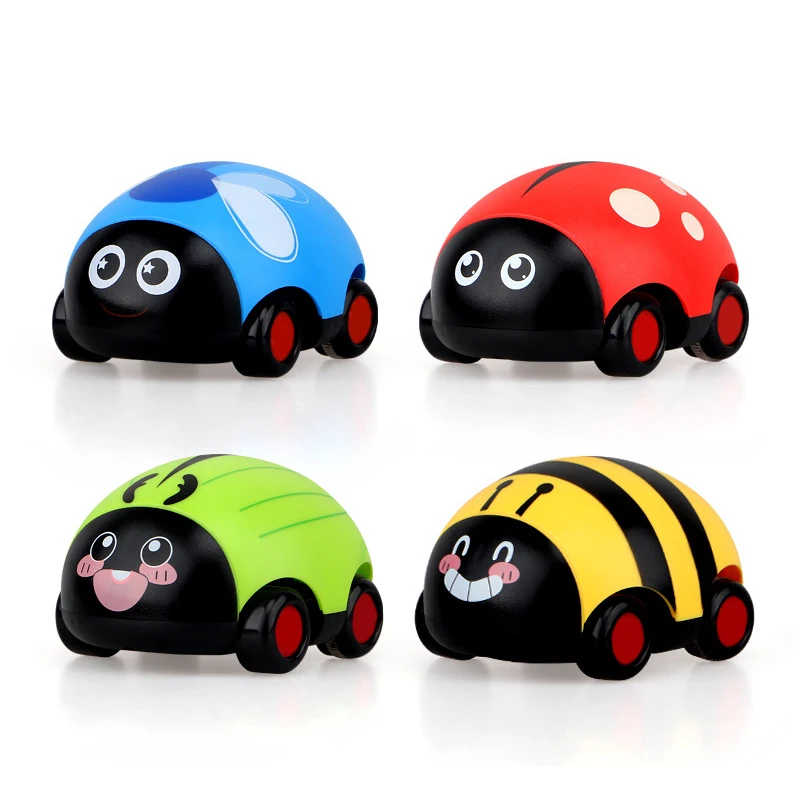 12pcs plastic insects mini double pull back toy car cute for babies play