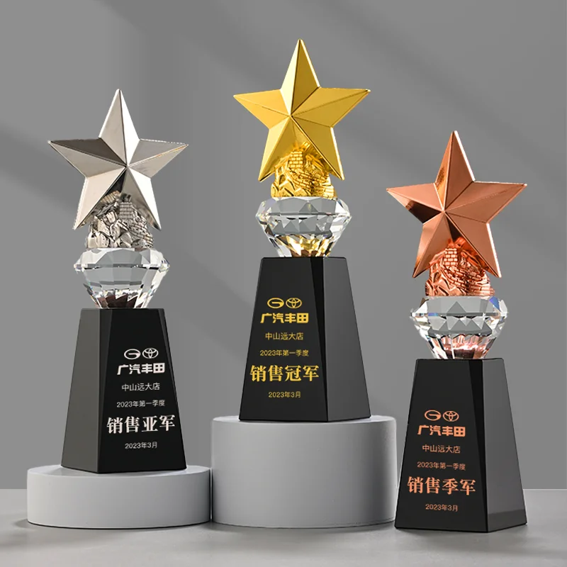 product luxury business custom unique trophies and awards sports trophy crystal craft customized star trophy for any corporate event-4