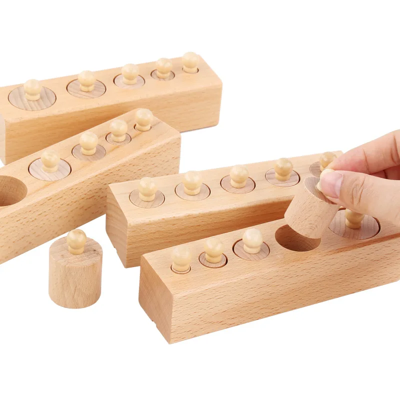 Wooden Toys Montessori Educational Cylinder Socket Blocks Toy Baby Toys 