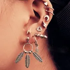 Earring Clip Earrings 2021New Design Lightning Feather Earring Set 10 Pieces Of Earring Clip For Women Dyu-017