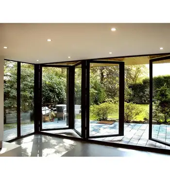 Australia AS2047 Certified Modern Entry Villa Outdoor Hurricane Proof Aluminum Frame Accordion Bi-Folding Doors Soundproof